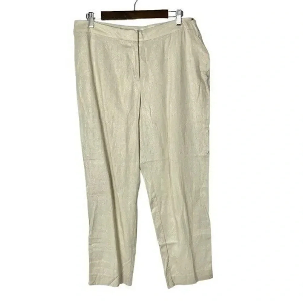 Chico's Beige Linen Straight Leg Dress Pants 3 / 16